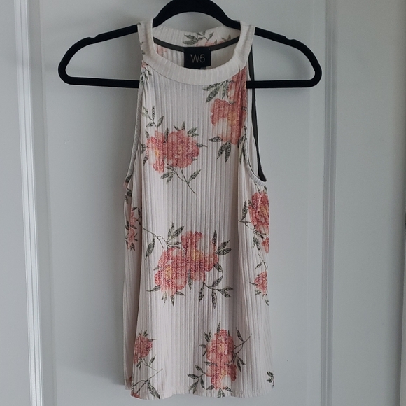 W5 Cream Ribbed Tank Top - Picture 1 of 3
